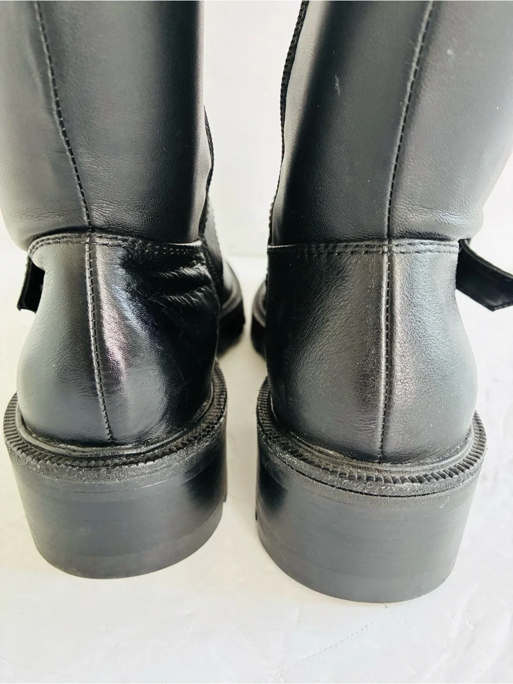 Vince Camuto Abrila Knee-High Black Leather Lug Sole Tall Boots Size 6.5 NEW - Picture 9 of 11